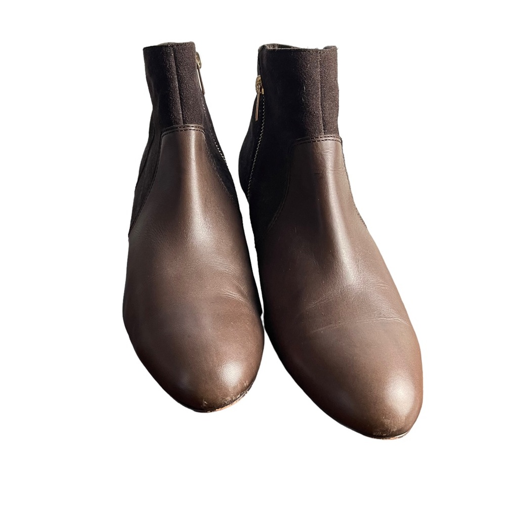 Coach Two-Tone Brown Wedge Ankle Boots - Picture 2 of 11